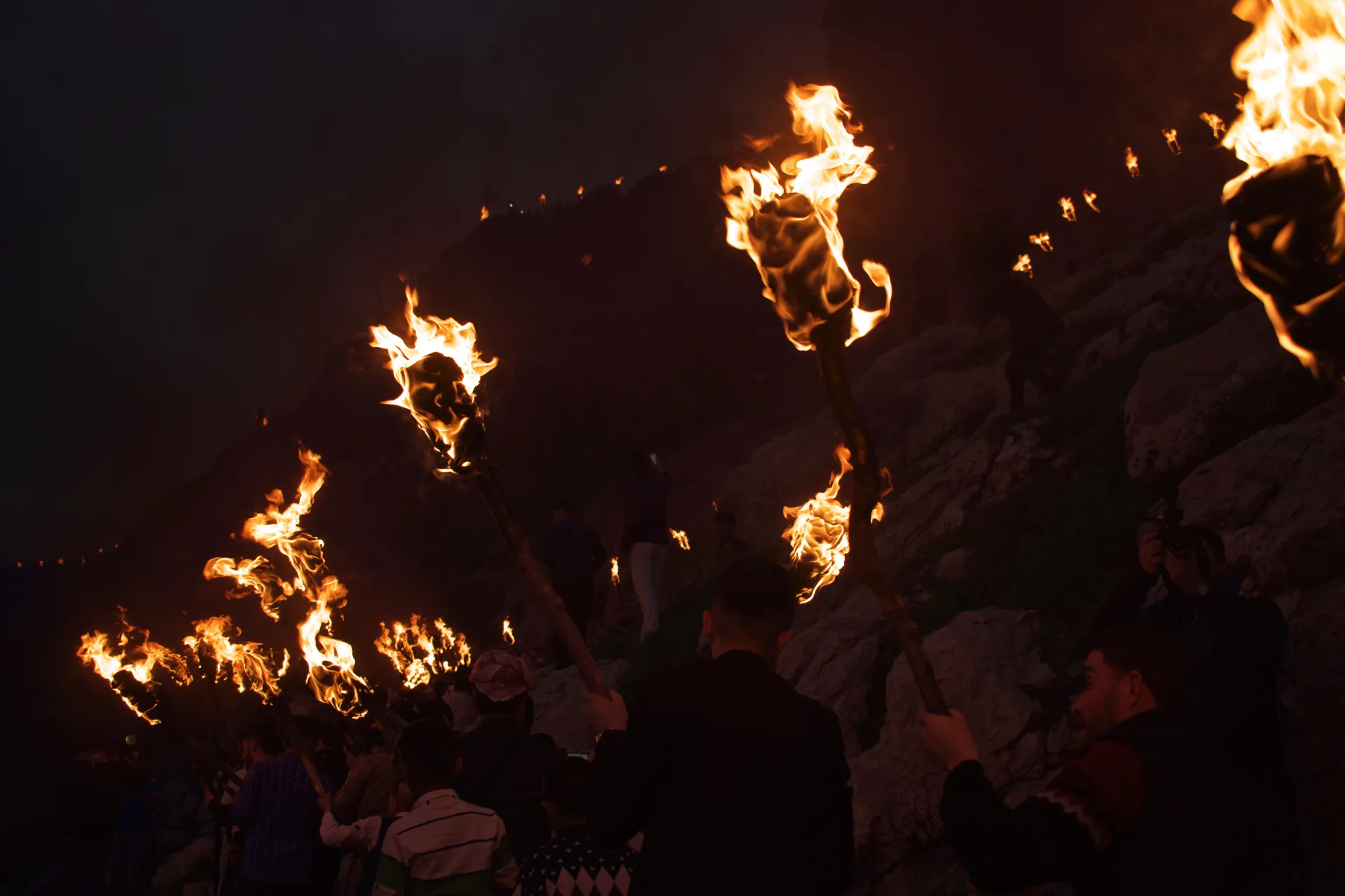 Fire walk during the Newroz festival in Akre, 2018