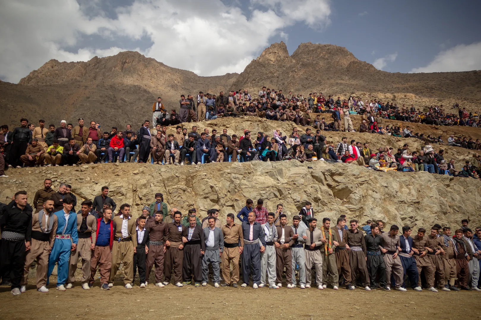 Mass dance of men in Nowruz ceremony in Kurdistan